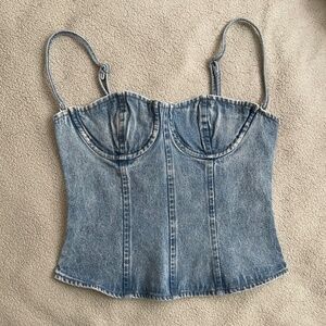 WeWoreWhat Denim Corset Bustier